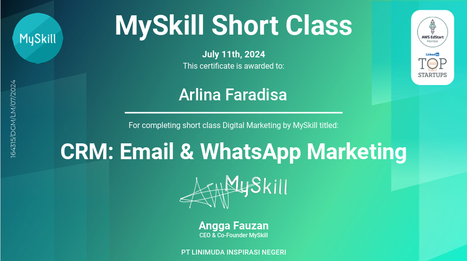 MySkill Short Class CRM Email & WhatsApp Marketing